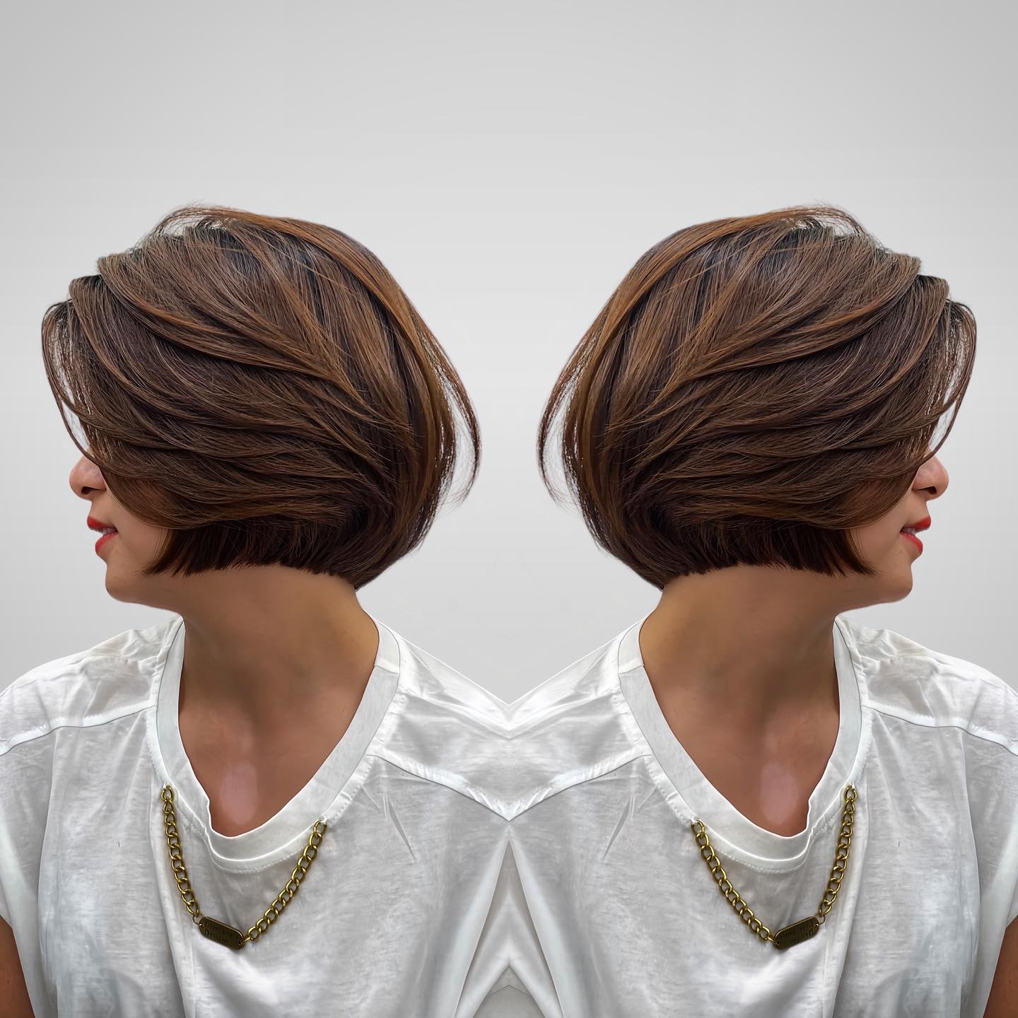 Stacked Jaw-Length Bob with Back-Swept Layers